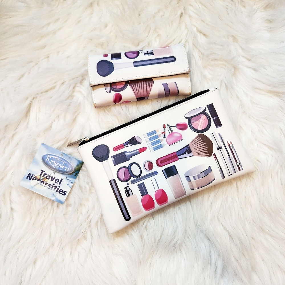 🎉3/$20 NWT Travel Makeup Bag & Brush Wallet Set